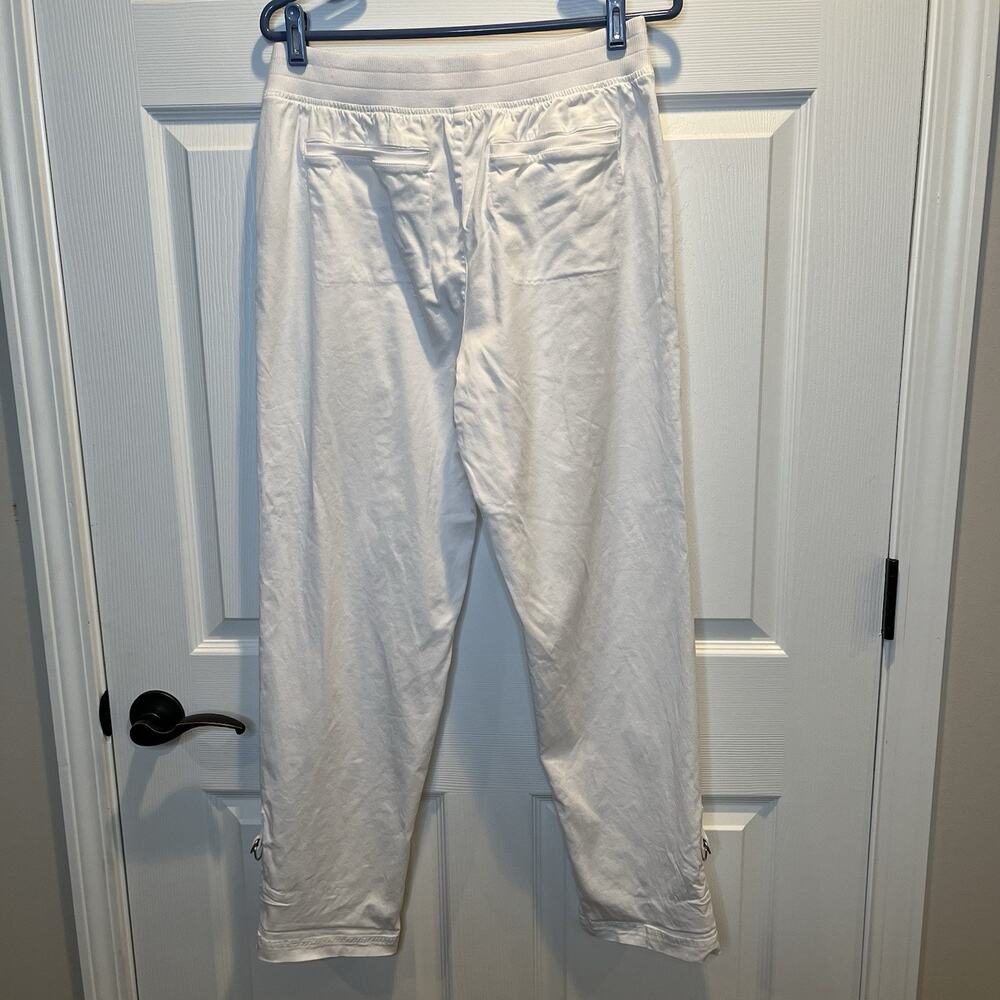 Soft Surroundings Medina Pants Medium Elastic Waist Roll Tab Ankle White Utility - Picture 4 of 13
